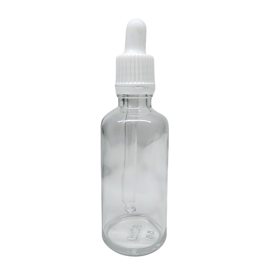 Clear Glass Aromatherapy Bottle 18mm Neck With Pipette Top White