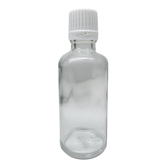 Clear Glass Aromatherapy Bottle 18mm Neck With White Fast Flow Dropper Cap