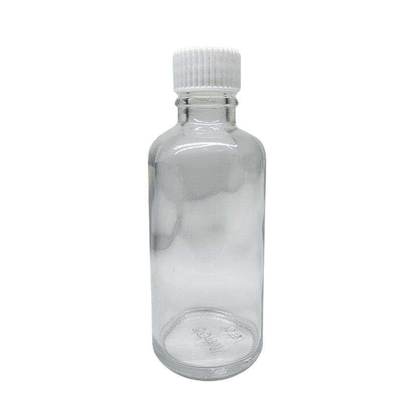 Clear Glass Aromatherapy Bottle 18mm Neck With White Screw Cap