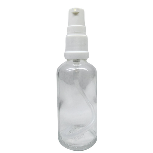 Clear Glass Aromatherapy Bottle 18mm Neck With White Serum Pump Cap (18mm Neck)