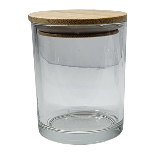 Clear Glass Candle Jar & Bamboo Lid