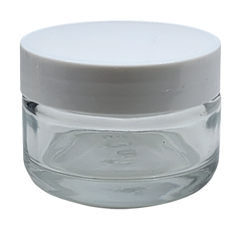 Clear Glass Ointment Jar With White Cap