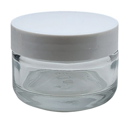 Clear Glass Ointment Jar With White Cap