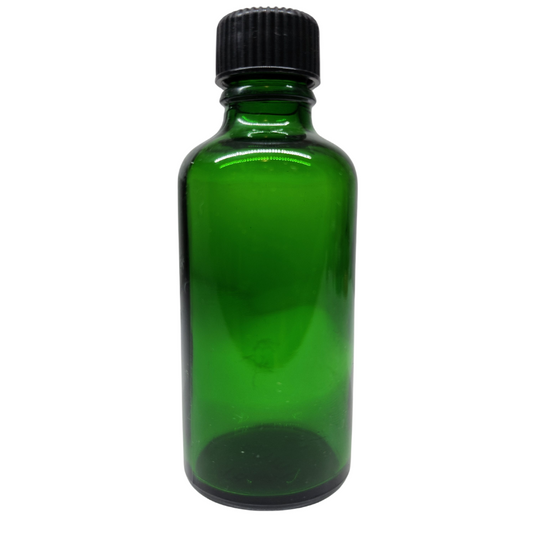 Green Glass Aromatherapy Bottle 18mm Neck With Black Screw Cap