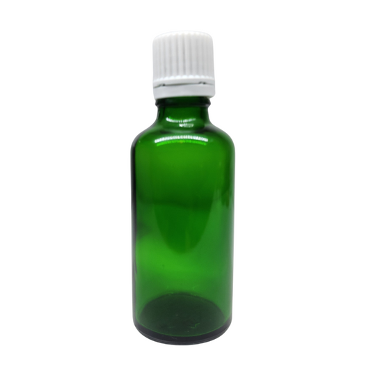 Green Glass Aromatherapy Bottle 18mm Neck With White Fast Flow Dropper Cap