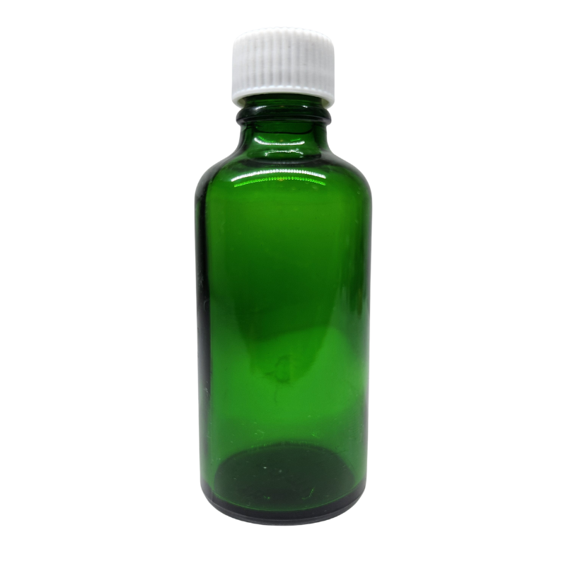 Green Glass Aromatherapy Bottle 18mm Neck With White Screw Cap