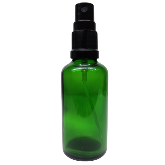 Green Glass Aromatherapy Bottle 18mm Neck With Black Atomiser/Mist Spray Cap (18mm Neck)