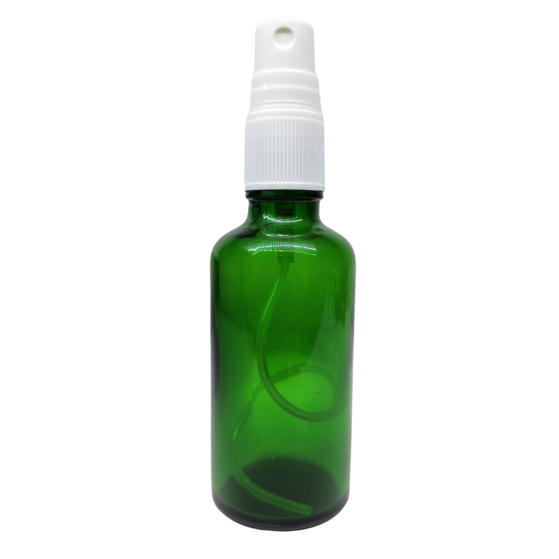 Green Glass Aromatherapy Bottle 18mm Neck With White Atomiser/Mist Spray Cap (18mm Neck)