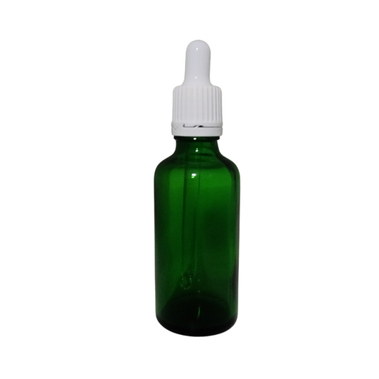 Green Glass Bottle 18mm Neck With Pipette Top White