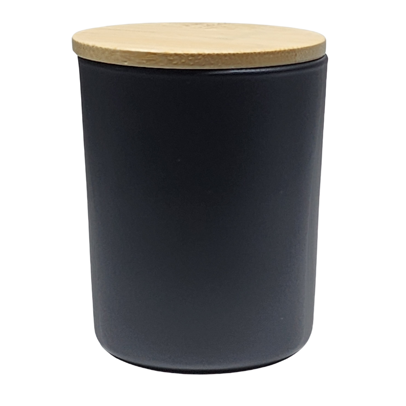 Mat Black Glass Candle Jar & Bamboo Lid