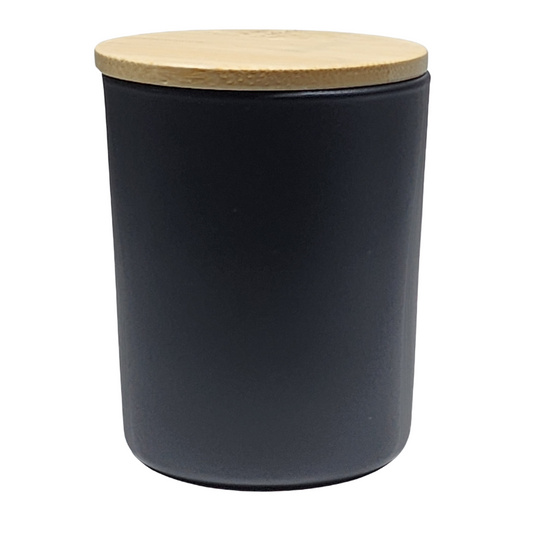 Mat Black Glass Candle Jar & Bamboo Lid