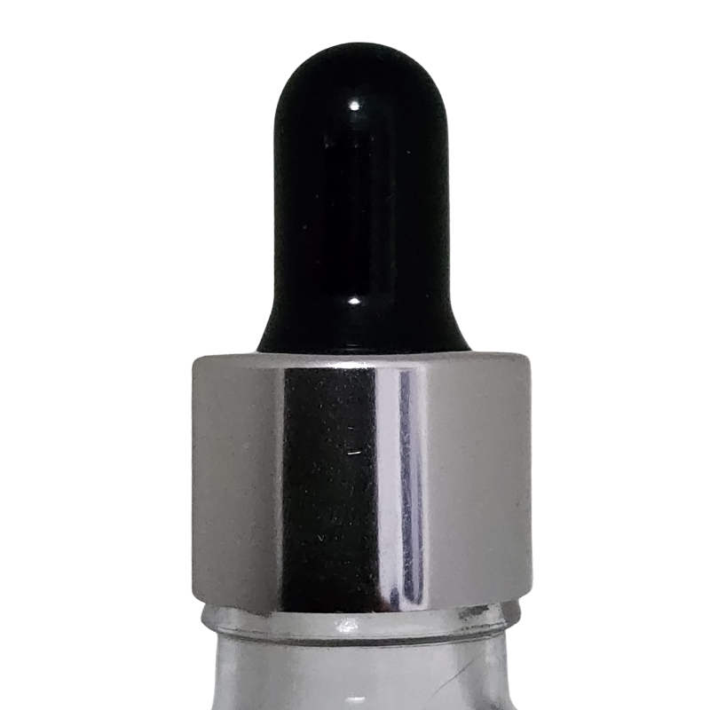 Pipette Cap Silver Collar Black Teat 18mm Neck