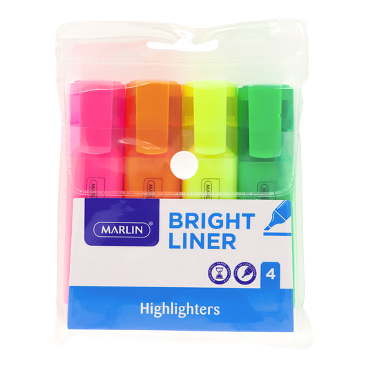 Marlin Bright Liners highlighter 4's assorted colours (SM10)