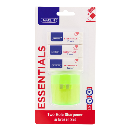 Marlin eraser 3 pack 60x20x10mm + 2 hole sharpener with container (SM115)