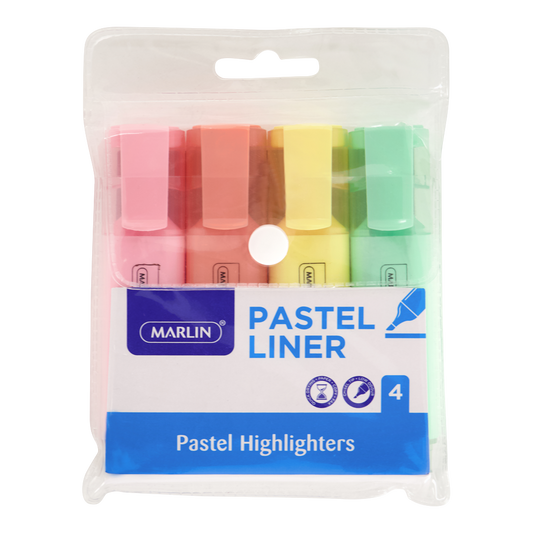 Marlin Pastel Highlighters 4's Assorted  (SM12)