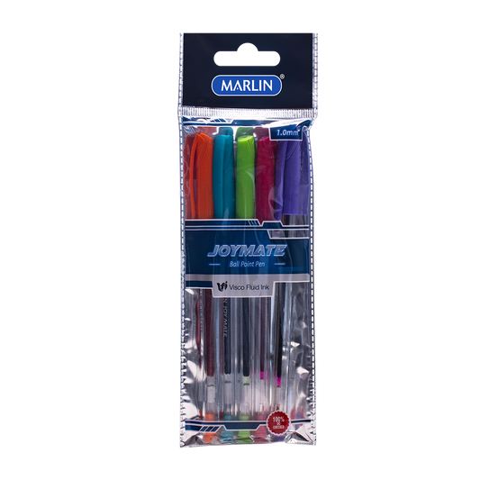 Marlin Joymate Transparent Medium Point Pens 5'S Assorted Colours (Sm127)