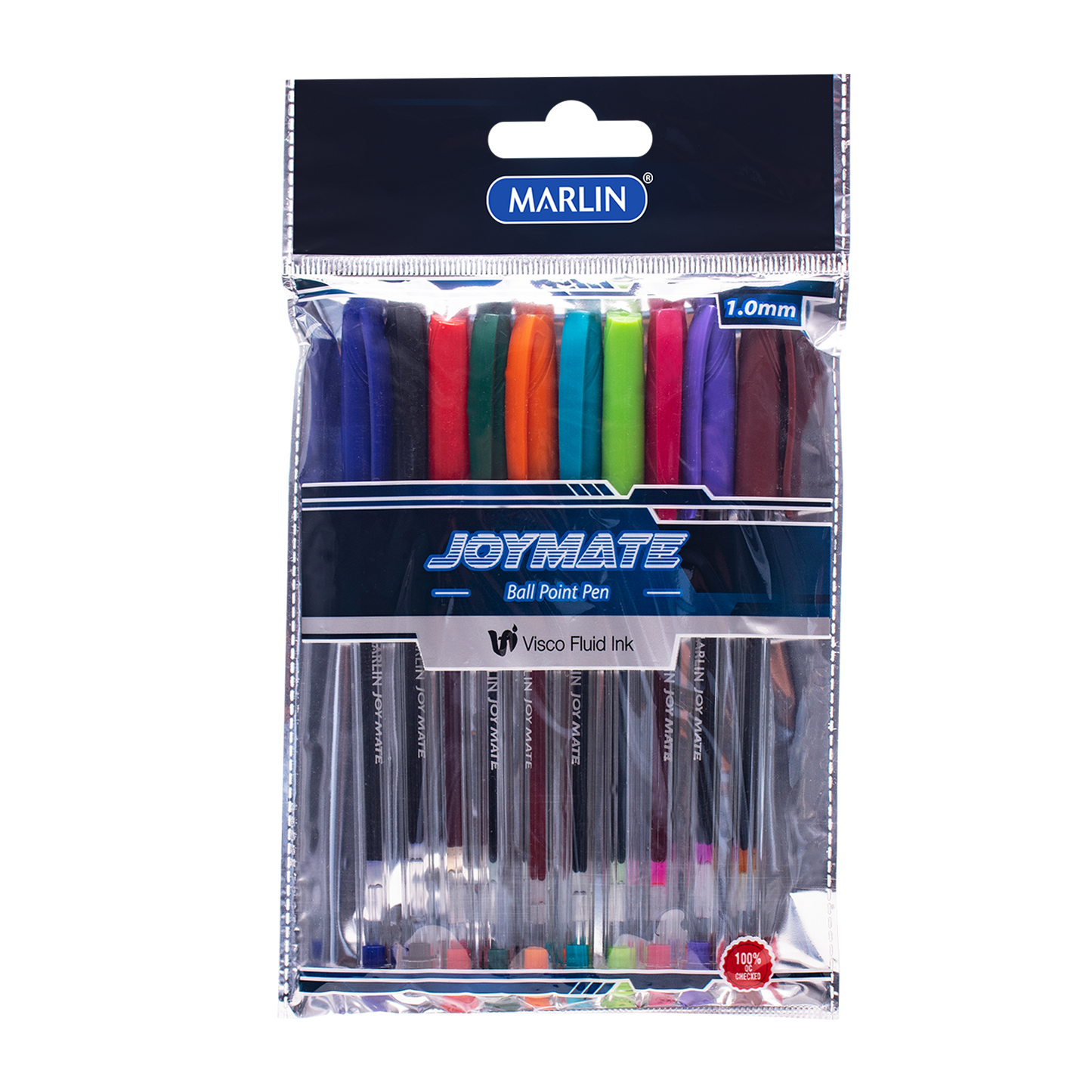 Marlin Joymate Transparent Medium Point Pens 10'S Assorted Colours  (Sm128)