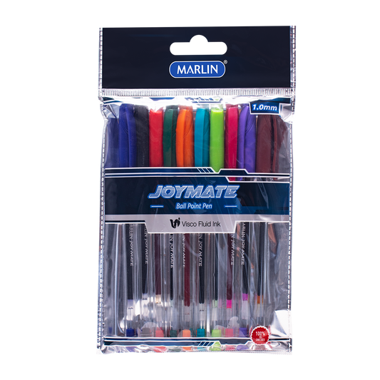 Marlin Joymate Transparent Medium Point Pens 10'S Assorted Colours  (Sm128)