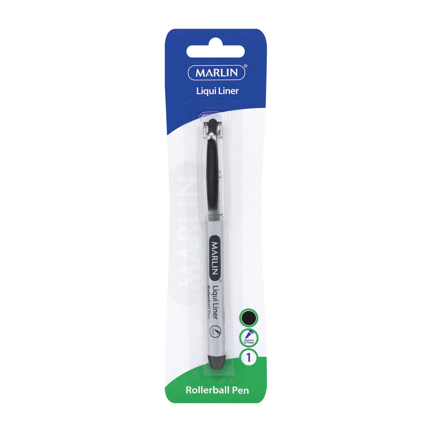 Marlin Liqui-Liners roller ball pens 0.7mm 1's Black (SM137)