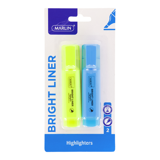 Marlin Bright Liners highlighter 2's assorted colours (SM29)