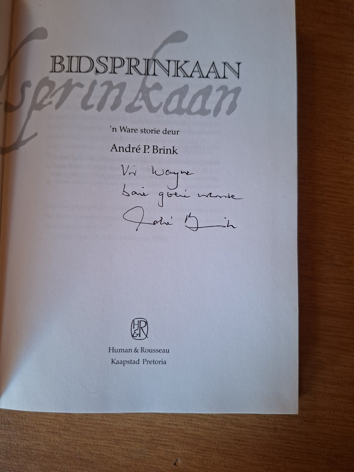 📘 Bidsprinkaan – André P. Brink (Gesigneerde Kopie)