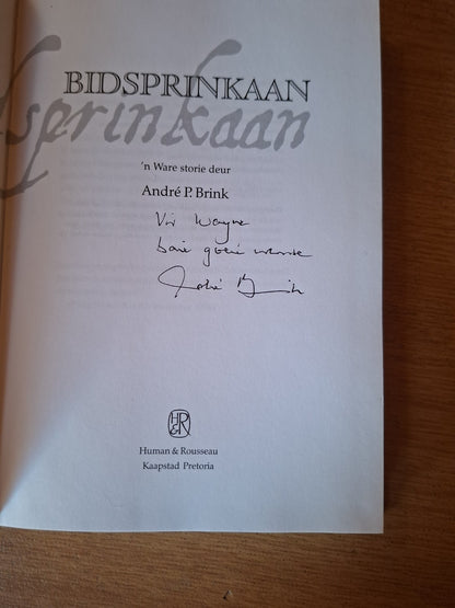 📘 Bidsprinkaan – André P. Brink (Gesigneerde Kopie)