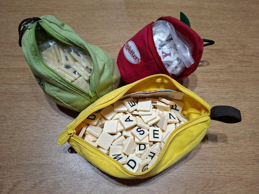 🍌🍏🍐 Bananagrams, Appletters & Pairs in Pears – Woordspeletjies Stel