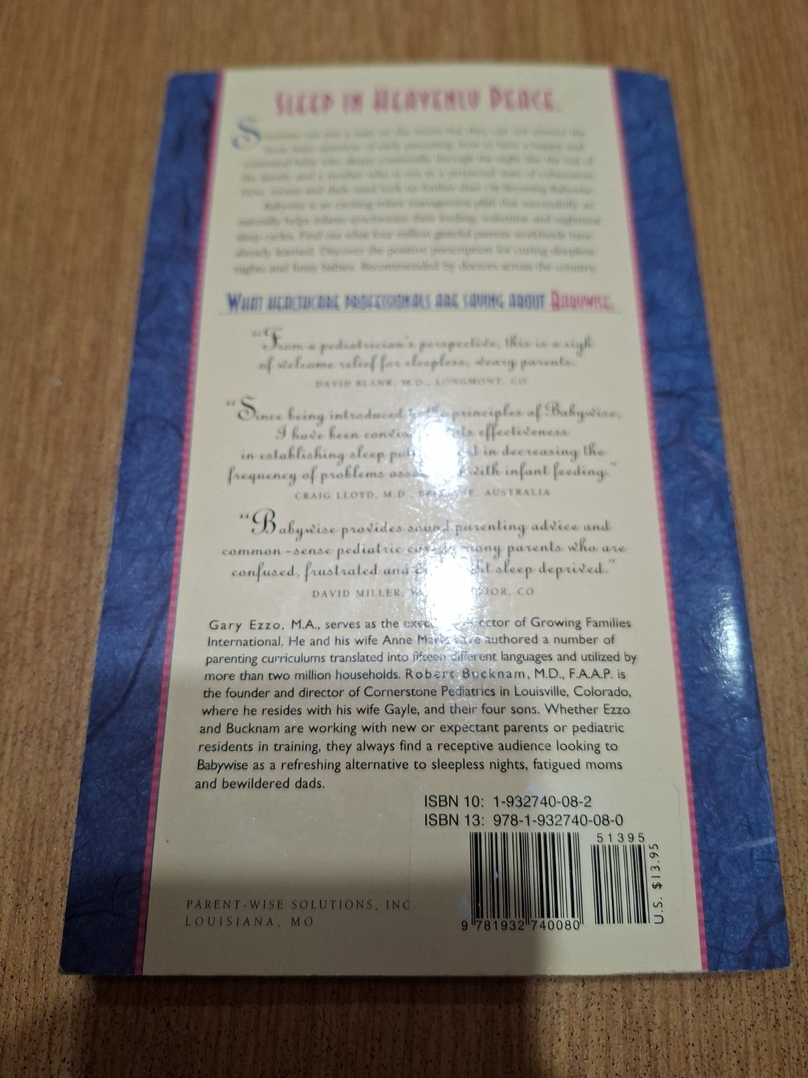 On Becoming Babywise — Gary Ezzo, M.A. and Robert Bucknam, M.D. (Second Hand)