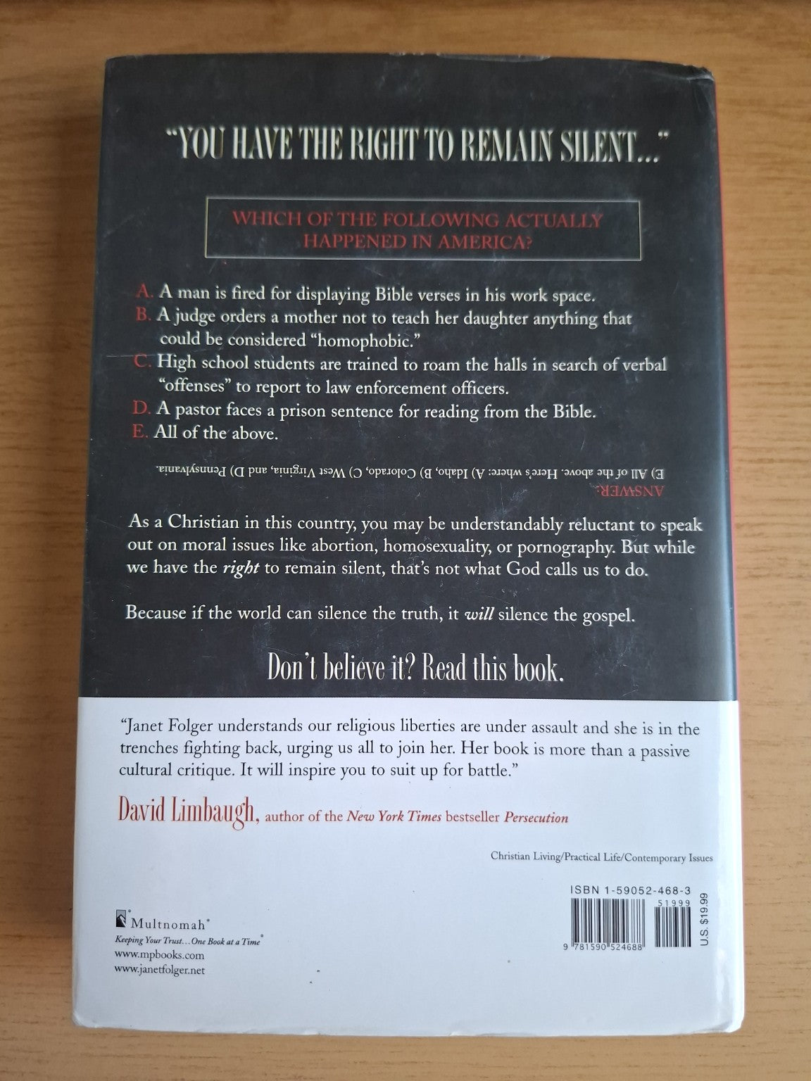 The Criminalization of Christianity by Janet L. Folger – Second Hand