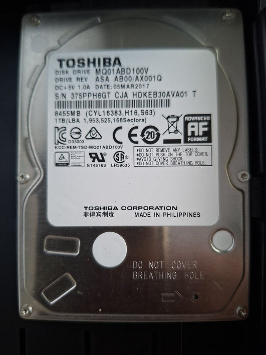 Toshiba 1TB 2.5" SATA Laptop Hard Drive – Second Hand